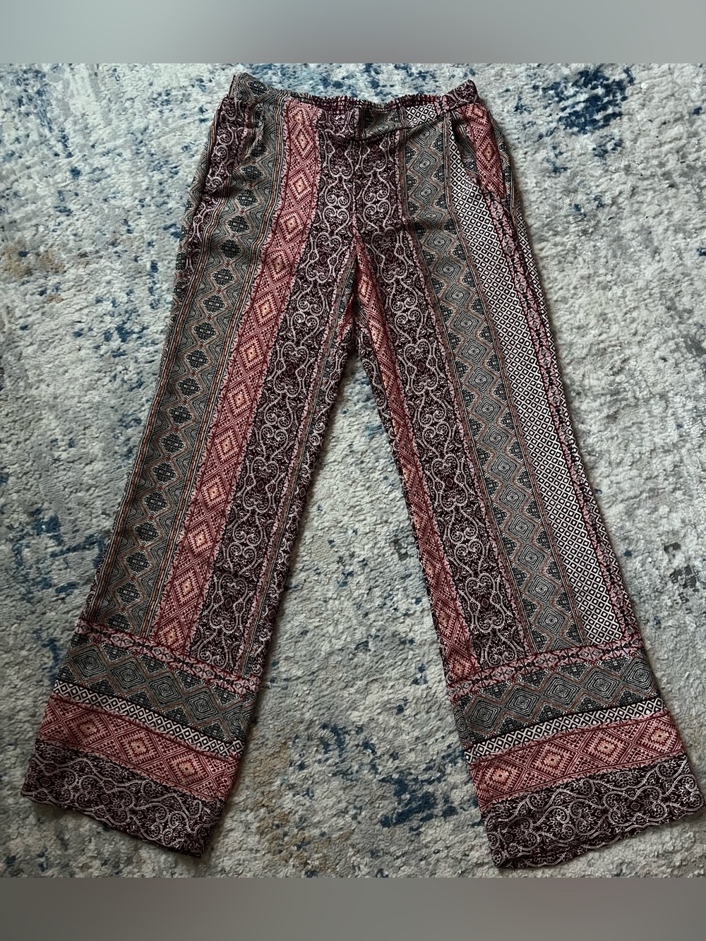 Bohemian Stripe Print Men's Pants in Rust and Black